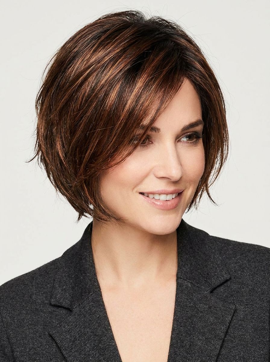 Kastanienbrauner Bixie - Haarfarben Ideen für kurze Haare